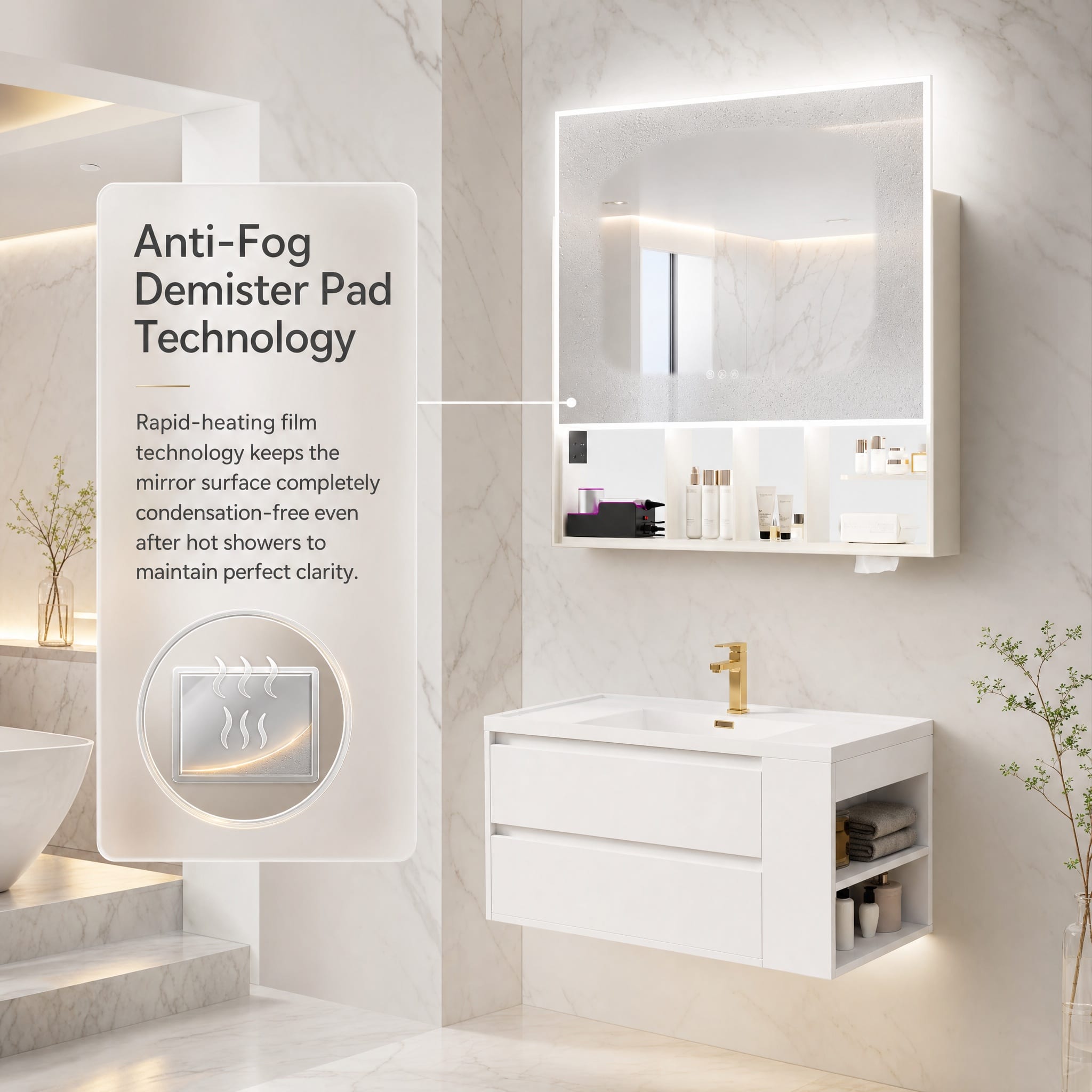AI Bathroom Mirror Cabinet